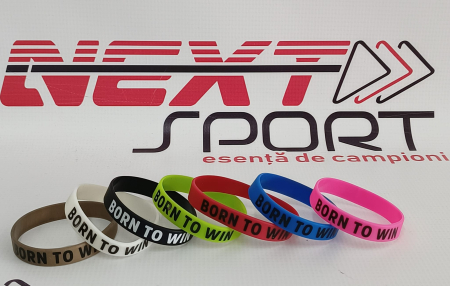 Гривни - Силиконова гривна, червена, "родена да побеждава", 12 мм