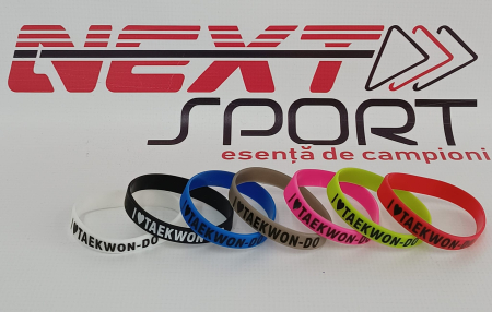 Bratari - Bratara din silicon, rosu,"i love taekwondo",12 mm