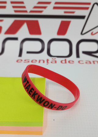 Bratara din silicon, rosu,"i love taekwondo",12 mm [0]