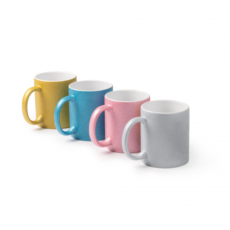 Cana colorata sublimabila, din ceramica ,cu efect de sclipici, turcoaz [2]