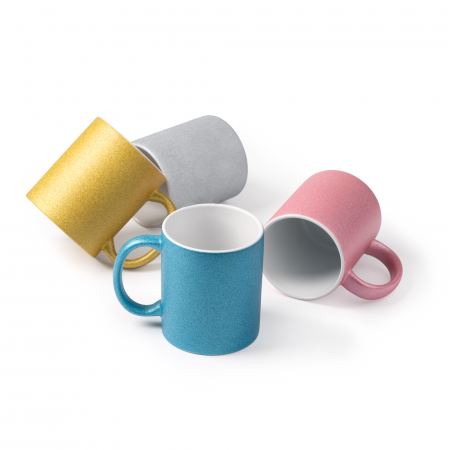 Cana colorata sublimabila, din ceramica ,cu efect de sclipici, turcoaz [1]