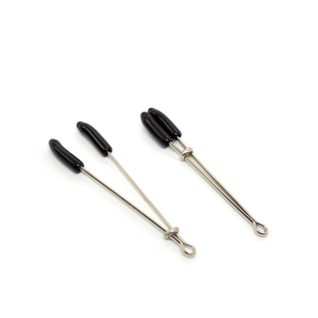 Seturi si accesorii BDSM - Metal Nipple Clamps Black and Silver
