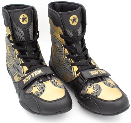 Sporturi - Ghete box "Black Star", Top Ten, Negri cu scris auriu, 47