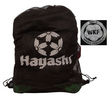 Genti sport, fitness - Ghiozdan de plasa "WKF" - 70 cm x 65 cm, negru