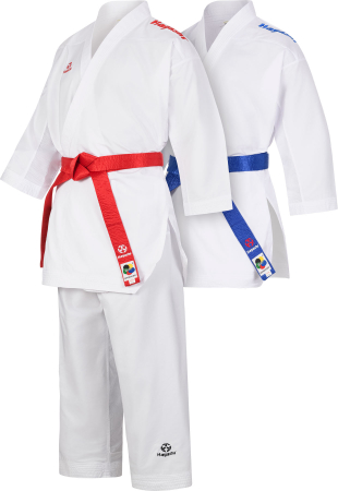 Green Karate-Gi Set “Premium Kumite Competition” (WKF approved) - white-red, white-blue, size 150 cm [2]