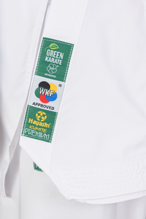 Green Karate-Gi Set “Premium Kumite Competition” (WKF approved) - white-red, white-blue, size 150 cm [4]
