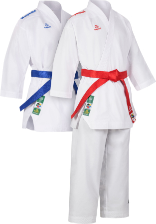 Import - Green Karate-Gi Set “Premium Kumite Competition” (WKF approved) - white-red, white-blue, size 165 cm