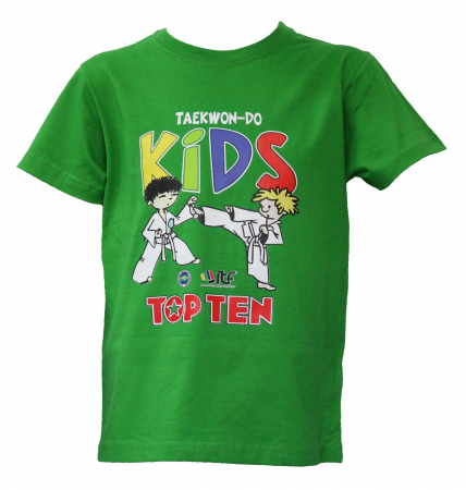 Tricouri sport barbati - Tricou “ITF KIDS”, aprobat ITF, Top Ten, Verde, 140cm