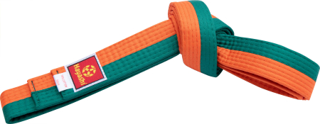 Centuri - Centura de karate cu doua tonuri-portocaliu-verde, Hayashi, 300 cm