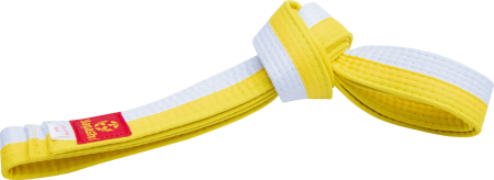 Centuri - Centura de karate cu doua tonuri-galben alb, Hayashi, 220 cm