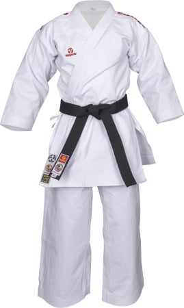 Omologate WKF - Karate-Gi “Bunkai 2.0” ( aprobat WKF), alb cu broderoe rosie, 185 cm