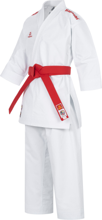 Karate Gi Set "Migoto" - white-red, white-blue embroidery, size 130 cm [7]