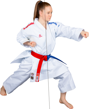 Karate Gi Set "Migoto" - white-red, white-blue embroidery, size 130 cm [5]