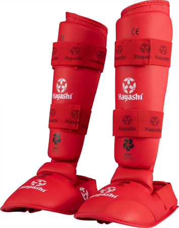 Karate Shin and Instep Guard "WKF" - red, size M [3]