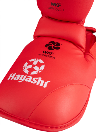 Karate Shin and Instep Guard "WKF" - red, size M [4]