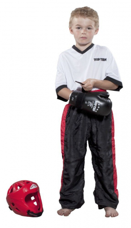Sporturi - Kickboxing pants “Classic” for Kids - size 100 = 100 cm, black-red