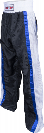 Pantaloni Kickboxing aprobati WAKO „Mesh”, Top Ten, negru-alb, 160 cm [2]