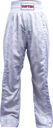 Pantaloni Kickboxing aprobati WAKO „Mesh”, Top Ten, alb, 130 cm [1]