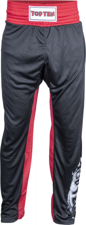 Pantaloni kickboxing „Slimfit” , aprobat WAKO - Rosu negru, dimensiunea 140 = 140 cm [1]