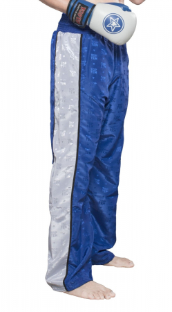 Imbracaminte - Pantaloni Kickboxing "Stripes", aprobat WAKO, Top Ten, Albastru-Alb, 2XL