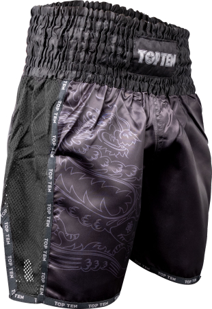 Pantaloni sport barbati - Pantaloni scurți de kickboxing „Dragon” - negru-negru, mărimea XL