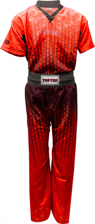 Omologate WAKO - Uniforma Kickboxing „Grafic”, Top Ten, Rosu-Negru, M