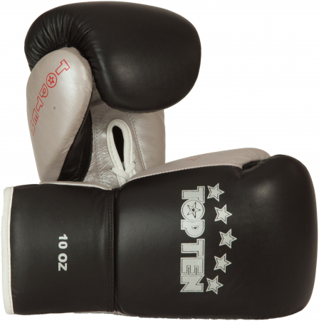 Sporturi - Manusi box "Profi", Top Ten, Negru-Argintiu, 8oz