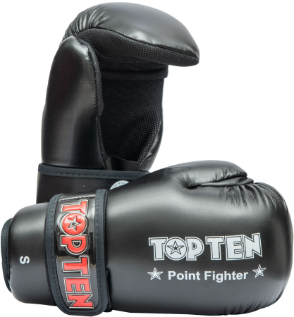Omologate Freestyle Kickboxing - Manusi de kick-boxing, "Point Fighter", aprobate WAKO, Top Ten, Negru, XS