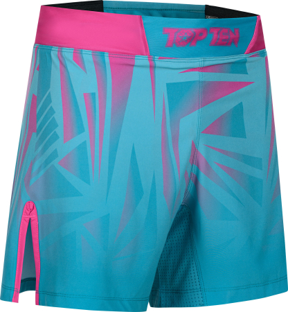 Import - MMA Shorts “Borrado” with inner trousers - turquoise-pink, size M = 170cm