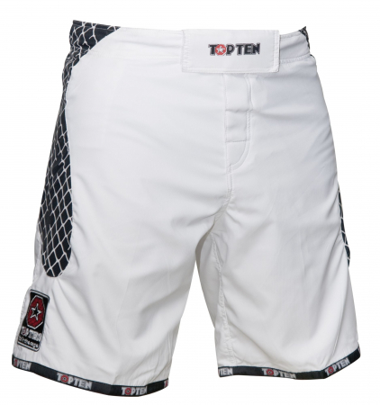 MMA - Pantaloni scurti „Cage“, Top Ten, Alb-Negru, 2XL