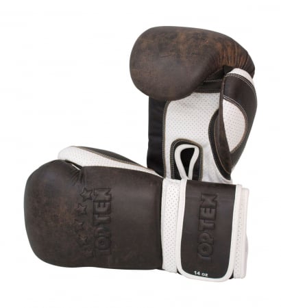 Ultimele bucati - Mănuși de box "Vintage", Top Ten Negru,12oz