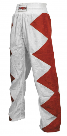Pantaloni - Pantaloni Kickboxing „Champ“, aprobat WAKO, Top Ten, Rosu-Alb, 2XL