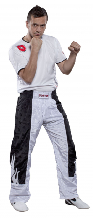 Imbracaminte - Pantaloni „Flame“, aprobat WAKO, Top Ten, Alb-Negru, 2XL