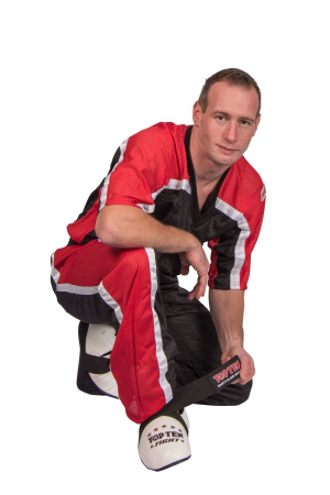 Pantaloni Kickboxing „Mesh”, Top Ten, negru-rosu, 160 cm [1]