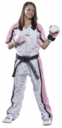 Pantaloni Kickboxing „Mesh”, Top Ten, Alb-Roz, 150 cm [1]
