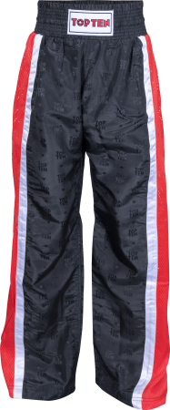 Kickboxing - Pantaloni Kickboxing „Mesh”, Top Ten, negru-rosu, 160 cm