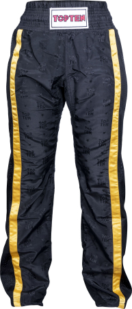 Pantaloni sport barbati - Pantaloni Kickboxing „Mesh”, Top Ten, Negru-Auriu, 170 cm