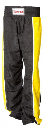 Pantaloni - Pantaloni Kickboxing "Stripes", Top Ten, Negru-Galben XL