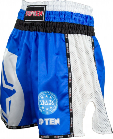 Pantaloni scurti kickboxing aprobati WAKO "WAKO Star", Top Ten, Albastru, XS [1]