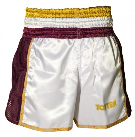 Pantaloni scurti Thaibox, Top Ten, model "Star", aprobat WAKO, Alb Rosu, marime 2XS [1]