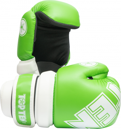 Manusi - Manusi Pointfighter “Glossy Block”, omologat WAKO, verde-alb, marime L