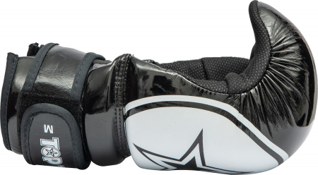 Manusi de kickboxing "Glossy Block Star", aprobate WAKO, Top Ten, Negru/Alb, M [3]