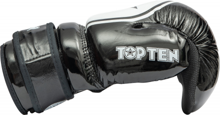 Manusi de kickboxing "Glossy Block Star", aprobate WAKO, Top Ten, Negru/Alb, M [2]
