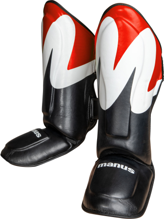 Shin and Instep Guard "Wave" - black-red, size XS [2]