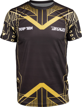 Tricouri sport barbati - Tricou „BRAVE“ - Negru/Auriu, marimea XL