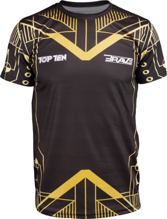 Tricouri sport barbati - Tricou „BRAVE“ - Negru/Auriu, marimea XS