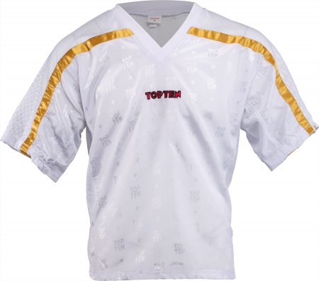 Next Brand Marketing - Tricou kickboxing “Mesh” - alb-auriu, marime XS, cu eticnheta WAKO