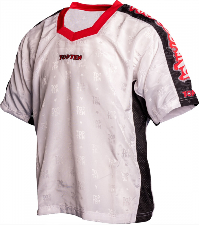 Tricou cu guler in V "Graffiti", Top Ten, Alb, L [3]