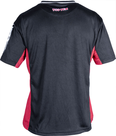 Tricou, gat V pentru kickboxing „slimfit”, aprobat WAKO -negru-rosu, 120 cm [3]