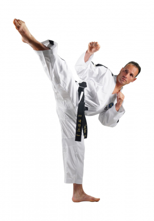 Reduceri Flash - Dobok Instructor, Premium Gold, aprobat ITF, Top Ten, Alb, 4-6 Dan, 190 cm